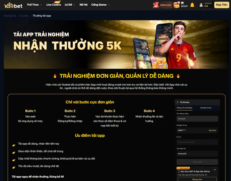 Ưu Đãi Cho Thành Viên Mới Tại VaoBet