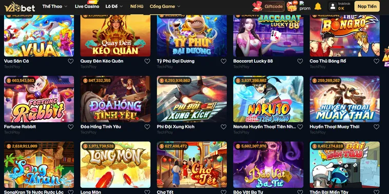 Sảnh Game Nổ Hũ VaoBet Đa Dạng Và Cơ Hội Giành Chiến Thắng Jackpot Khổng Lồ Với Tỷ Lệ Cao